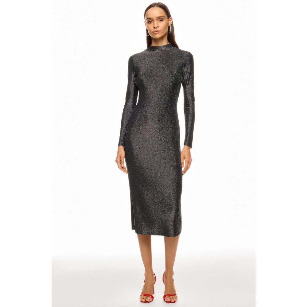 Prabal Gurung Metallic Turtleneck Neck Midi Dress